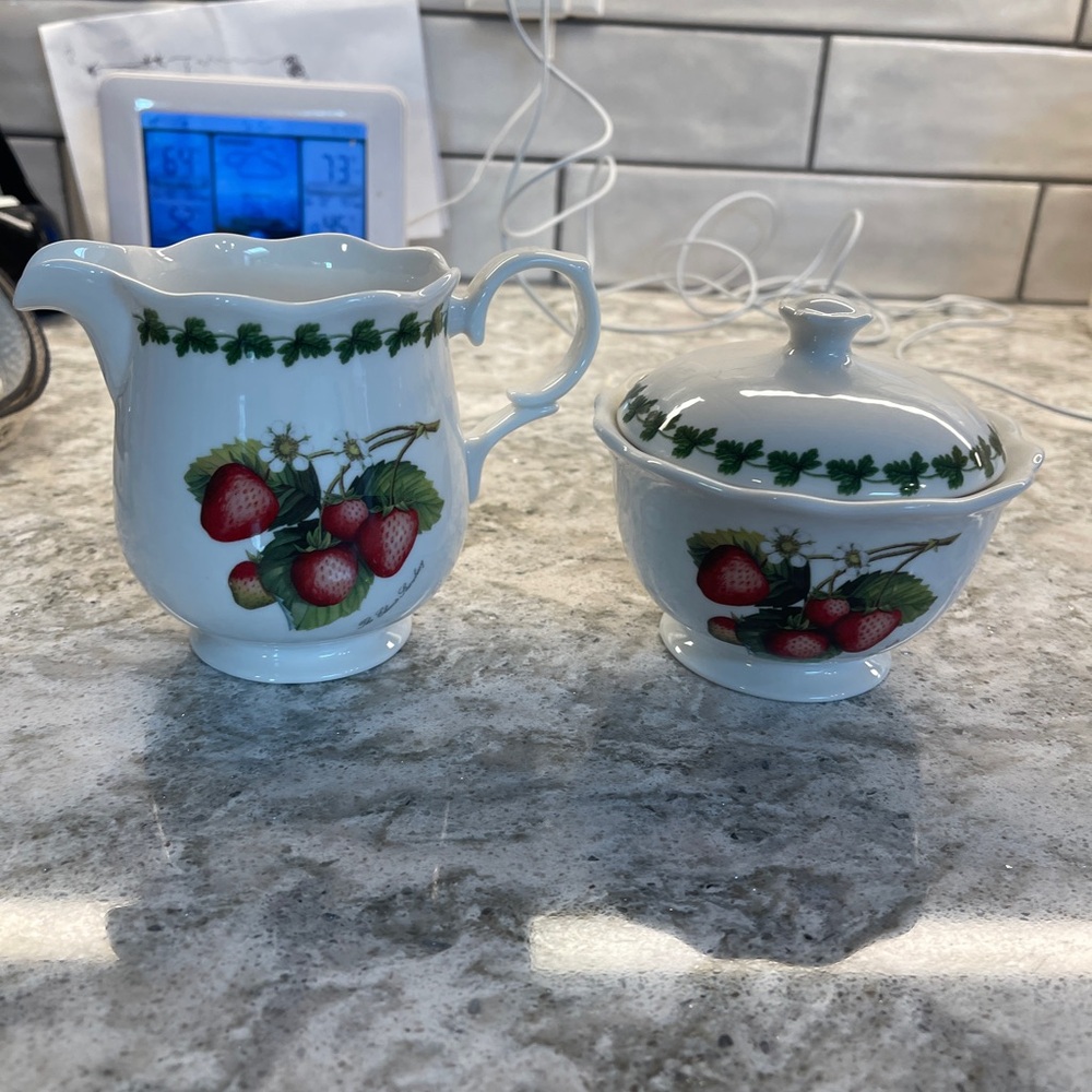 Portmeirion Strawberry Creamer and Sugar Set